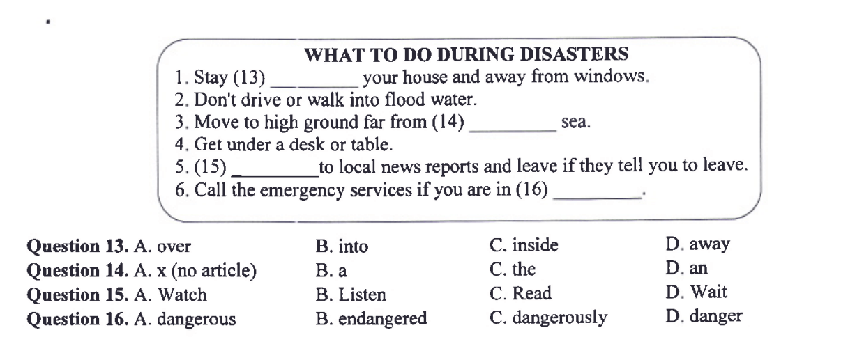 ví dụ dạng hoàn thành thông báo